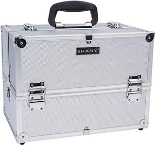 SHANY Essential Pro Makeup Train Case with Shoulder Strap and Locks - Silver