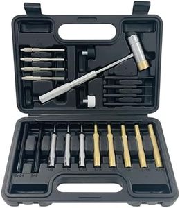 Socpuro 21 Pieces Roll Pin Punch Set, Pin Punch Set and Hammer with Brass, Hollow, Steel, Plastic Punches, Mechanical Repair Pin Punch Tools with Storage Case