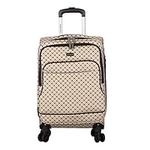 Steve Madden Designer Luggage Collection - Lightweight Softside Expandable Suitcase for Men & Women - Durable 20 Inch Carry On Bag with 4-Rolling Spinner Wheels (Noble Brown/Tan, 20in), Noble Brown/Tan, 20in, Carry on Bag With Spinner Wheels