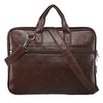 Kuber Industries Synthetic Leather 5 Compartments Waterproof Office Bag For Men | Durable & Spacious Professional Sling & Hand Bag For Men’s Work & Travel | Brown