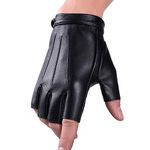 Fingerless Gloves PU Leather Gloves Touchscreen Texting Dress Driving Moto Glove for Men Women Teens (M)