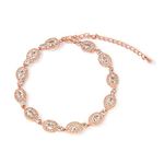 SWEETV Rose Gold Wedding Bridal Bracelet for Brides,Bridesmaid-Crystal Cubic Zirconia Tennis Bracelet Wedding Jewelry for Adult