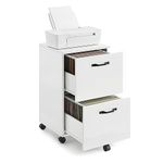 VASAGLE 2-Drawer File Cabinet, Filing Cabinet for Home Office, Srmall Rolling File Cabinet, Printer Stand, for A4, Letter-Size Files, Hanging File Folders, Industrial, White UOFC040W46