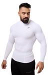 Men Full Sleeves Slim Fit Compression High Neck Sports and Gym Tshirt White