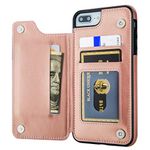 Aoksow Wallet Case for iPhone 8 Plus, Premium PU Leather Case for iPhone 7 Plus Case with Card Holder Protective Cover for iPhone 7 Plus 8 Plus (Rose Gold)