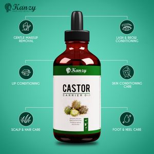 Kanzy Organic Castor Oil 100ml – Cold Pressed for Hair, Lashes, Brows, Skin