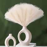 Der Rose 12 pcs Faux Pampas Grass Deocr 17.7 Inches Artificial Pompas Grass Floral Fluffy Fake Plants for Boho Bathroom Room Home Office Fall Decor (Beige)