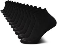 AND1 Men's Quarter Socks - 12 Pack Cushioned Athletic Ankle Socks for Men - Performance Stretch Mens Sports Socks (6-12.5), Size 6-12.5, Black