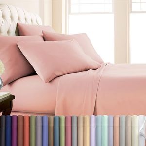 Southshore Fine Living, Inc. 7-Piece Split King Sheets Set for Adjustable Bed, 16-Inch Deep Pocket, Wrinkle-Free, Microfiber Bedsheets, Fade Resistant Luxury Sheet Set Split King Size - Light Peach