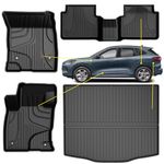 AOMSAZTO Car Floor Mats & Cargo Liner Compatible with 2020-2024 Ford Escape (NO Hybrid) All Weather Floor Mats Set Custom for Ford Escape Full Set Floor Liners for Ford Escape Black Accessories