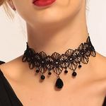 Wedity Gothic Black Sexy Lace Necklaces Tassel Collar Choker Halloween Party Accessories for Women Girls (Black necklace 9)