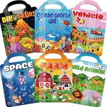 Kalysky 6Set Puffy Sticker Books for Kids 2-4, 3D Reusable Stickers Books for Toddlers 2-4,5-7,Farm+Animal+Dinosaurs+Ocean World+Space+Vehicle,Design on Kalysky