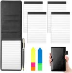 SHAIDOJIO 7Pcs Small Pocket Notepad Holder Set, Mini Notepad Pen Holder with 50 Lined Sheets, A7 Pu Leather Pocket Notebook with 4 Memo Book Refills, 1 Metal Pen, 1 Index Tag for Home Office School