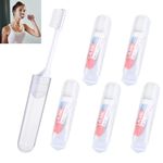 INBOLM Travel Toothbrush Set with Toothpaste - Pack of 5, Folding Toothbrushes, Portable and Compact Toothbrush Kit for Traveling, Mini Toothpaste Included,Foldable Mini Toothbrush