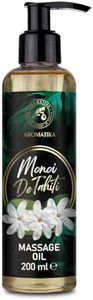 Olio Massaggio Monoi de Tahiti 200ml - Olio Corpo Cocco - Vinaccioli - Jojoba - Mandorle - Oli di Nocciolo di Pesca - Estratto di Fiori di Gardenia - Olio per Massaggi Rilassanti - Olio Idratante