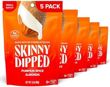 SkinnyDipped Pumpkin Spice Almonds, Healthy Snack, Plant Protein, Gluten Free, 3.5 oz Resealable Bags, Pack of 5