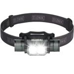 SLONIK Rechargeable Headlamp for Adults 1000 Lumens Super Bright 600 ft Beam LED Headlamp 2200mAh Battery – Lightweight, Heavy-Duty, IPX8 Waterproof Hard Hat Light – Camping, Running Headlight (Black)