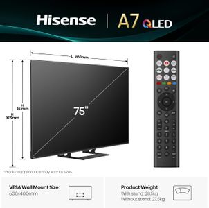 Hisense 75" QLED 4K Smart TV – Ultra HD HDR, Large Screen