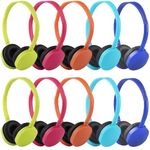 XOSDA Kids Headphones Bulk 10 Pack for Classroom School Students, Wholesale Multi Color Class Set Headphones for Children Teens Boys Girls(PU102, Mixed Color)