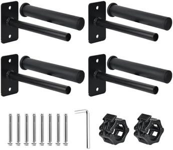 EVERYMATE Weight Plate Holder, Wall Mounted Weight Rack for 1" and 2" Olympic Weight Plates, 4 Pack Home Gym Storage with 8pcs Steel Expansion Bolts & 2pcs Bar Collar, Weight Storage Racks