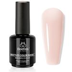 Beetles Color Base Coat Gel Nail Polish, 1pcs 15ml 0.51Oz Builder Base Neutral Nude Gel Base Coat Warm Jade Nail Polish, Base Coat Nail Strengthener Gel Soak Off UV LED light Needed