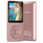 AGPTEK A02 64GB MP3 Player, 70 Hours Playback Lossless Sound Music Player, Supports up to 128GB, Rose Gold