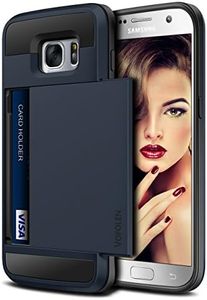 Vofolen Case for Galaxy S7 Case Wallet Slidable Card Holder Slot ID Pocket Protective Hard Shell Shock Absorbing TPU Tough Rubber Bumper Armor Scratch-Proof Case Cover for Samsung Galaxy S7 Navy Blue
