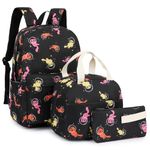 Yusudan Girls School Backpack, 3 in 1 Set Kids Teens School Bag Bookbag with Lunch Bag Pencil Case (Cat)