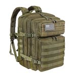 LHI Military Tactical Backpack for Men and Women 45L Army 3 Days Assault Pack Bag Large Rucksack with Molle System - Army Green