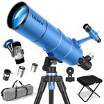 Telescope for Astronomy Adults&Kids Beginners, 22X-165X, 90mm Aperture 550mm Astronomical Refractor Telescope with Folding Stool&Tripod&Phone Adapter&Carrying Bag, Telescopes for Ground&Moon Viewing