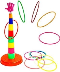 Lai Lai 2 in 1 Plastic Ring Throw Game for Kids Fun Indoor Outdoor Learning Activity Ring toss Games for Baby Multi-Colored Round Stacking Rings Best Birthday Gift for Kids.