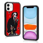 aiyaya for iPhone 11 Case Funny Cool Rock Skeleton Rapper Pattern Phone Case Hippie Halloween Red Phone Case for Men Teen Boys Kids Boys