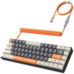 ZIYOU LANG RK-T8 Wired 65% Mechanical Gaming Keyboard with RGB LED Backlit Anti-ghosting TKL Mini 68 Key Custom Coiled C to A Cable Tactile Brown Switch for PS4 PS5 Xbox PC Mac Gamer(White/Dark Gray)