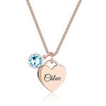 TMT® Personalised necklace with Birthstone heart pendant gift box | initial heart necklace engraved for Daughter Mum Best Friend Girlfriend | Birthday gift for 18th 21th 30th 16th 13th