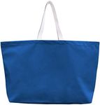 Extra Large Reusable Grocery Canvas Tote Bag Folding Travel Bags Carrying Shopping Tote Shoulder Bag Handbag (Solid Blue)