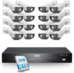 ZOSI 4K Kit Videosorveglianza PoE, 16 Porte 24CH 4K 4TB NVR con 16x 8MP Telecamera PoE, Audio Bidirezionale, Visione Notturna a Colori, Rilevamento AI di Persone/Veicoli, Controllo Remoto, C182