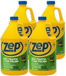 Zep High Traffic Floor Polish - 1 Gal (Case of 4) ZUHTFF128 - Scuff and Slip Resistant Durable Floor Finishing Polish for Vinyl (VCT), Sealed Concrete, Rubber, Tile, and Terrazzo Floors