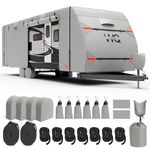 IWIQI RV Cover,Travel Trailer Cover 22-24 FT with 7 Layers Top,Waterproof and UV Resistant Camper Cover with 4 Tire Cover & 6 Tongue Jack Cover