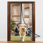 ASPIRENCE Magnetic Screen Door, Screen Door Fits Door Size 32" x 80", Heavy Duty Mesh Screen Door, Curtain Door Net Screen Size 34" x 82" Black