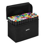 Shoze Colouring Pens - 80 Colors Marker Pens Twin Tips Permanent Marker Set Art Pens Oily Alcohol Graphic Markers Graffiti Pens for Adults Drawing Sketching Manga Books Kids Doodle Pens (Black)