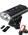 Bike Light 2023 New Bicycle Lights Super Bright 1800 Lumen USB-C Rechargeable Remote High Low Beam