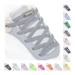 Handshop No Tie Shoe laces, Elastic Shoelaces with Laces Lock for Adults Kids Sneakers Light Grey (2 Pair)