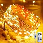 Minetom USB Fairy Lights Plug in, 33 ft 100 LED Twinkle String Lights with Remote and Timer, Waterproof 8 Modes Starry Lights for Indoor Wreath DIY Party Wedding Christmas Decoration, Warm White