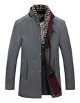 APTRO Mens Jacket Winter Wool Coats Warm Casual Overcoat Outwear Business Trench Jacket with Scarf 2104 Grey L