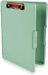 Dexas Slimcase 2 Plastic Clipboard with Storage and Side Opening, Foam Green Rose Gold, Office Supplies Clipboards to Organize, Carry and Store, A4 Holder, Nursing Clipboards