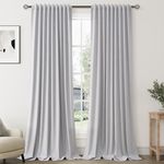 Light Grey Linen Blackout Curtains for Bedroom 102 Inch Length 2 Panels Set Back Tab Pocket Neutral Farmhouse Living Room Darkening Curtains Track System Thermal Insulated Black Out Drapes 52x102