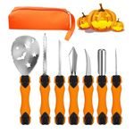 Gaoxun Halloween Pumpkin Carving Kit, 7 Pcs Professional Heavy Duty Carving Set for Kids and Adults, Stainless Steel Tools with Carry Bag for Halloween Decoration Jack-O-Lanterns