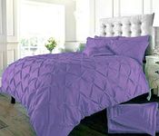 EXQUIZIT HOME Duvet Quilt Cover Pin Tuck Pinch Pleat Alexander Alford Reversible Diamond Bedding Set With Matching Pillowcase Lilac King 230cm x 220cm Approximate