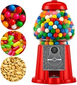 American Gumball Company - Metal 11-Inch Retro Style Red Gumball Machine, Made For 0.62 Inch Gumballs, Candy or Nuts, Accepts Any US Coin