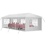 Canopy Tent -10x30 Outdoor Party Wedding Tent Heavy Duty Canopy with 5 Removable Sidewalls for Backyard Patio Camping,White